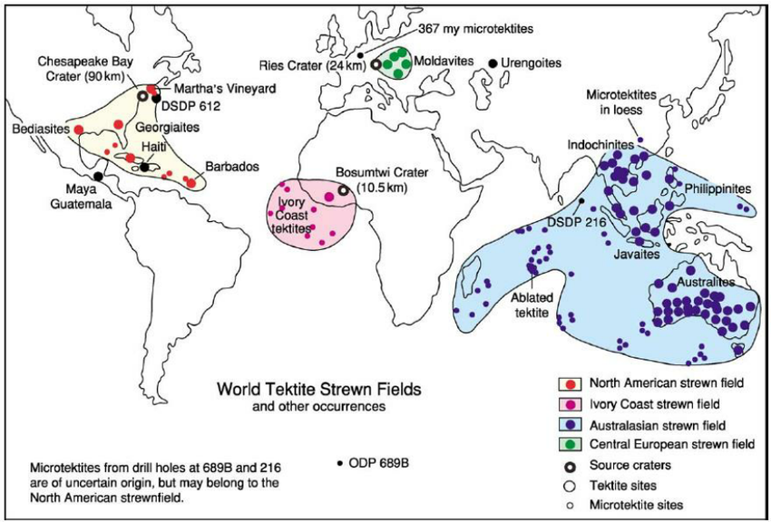 map of tektite fields